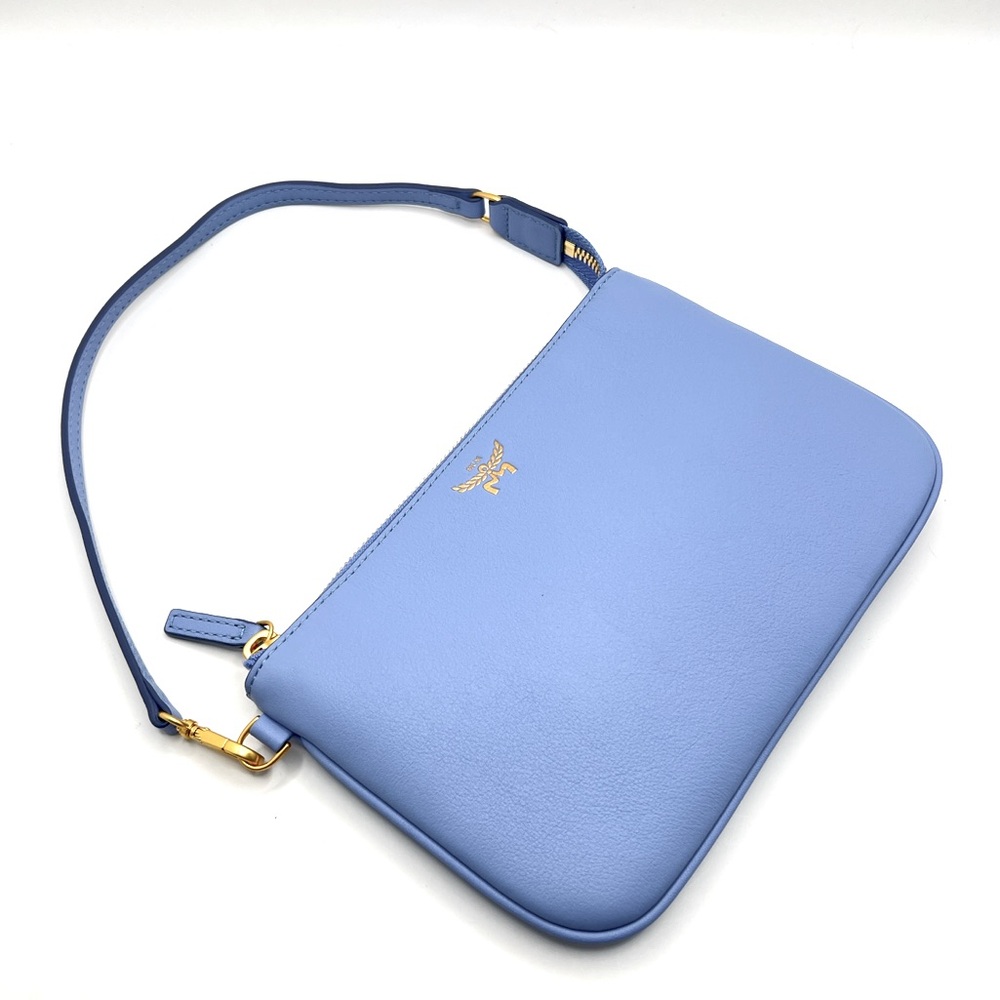 MCM Blue Leather LIZ EB MAXI MN Small Handbag Pouch W/ Org Authenticity Card